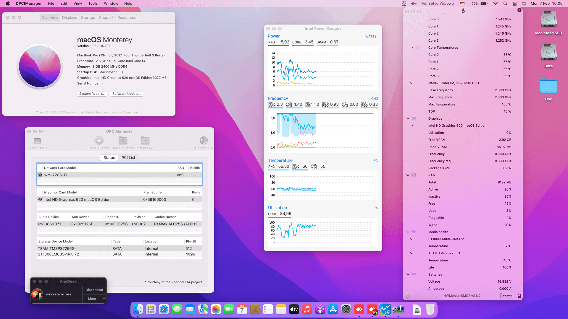 Success Hackintosh macOS Monterey 12.2 Build 21D49 at Acer Swift 3 SF314-54G-31YU